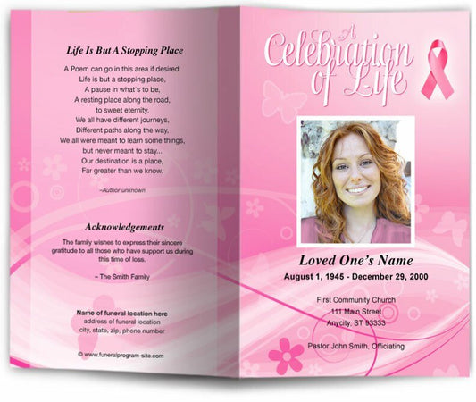 Breast Cancer Awareness Funeral Program Template - The Funeral Program Site