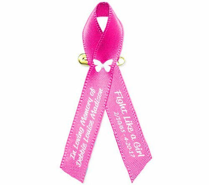 Breast Cancer Ribbon (Personalized Pink) Pack of 10 - The Funeral Program Site