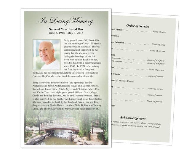 Bridge Funeral Flyer Template - The Funeral Program Site