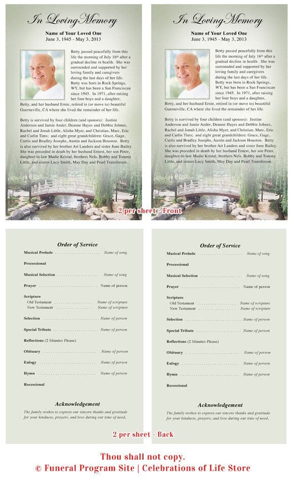 Bridge Funeral Flyer Template - The Funeral Program Site