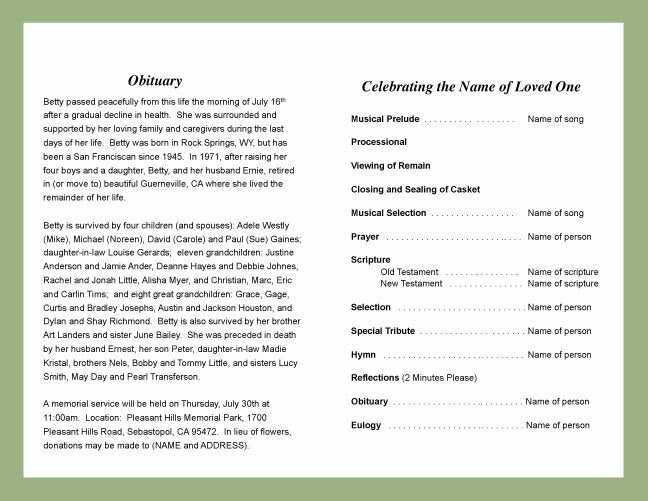 Bridge Funeral Program Template - The Funeral Program Site