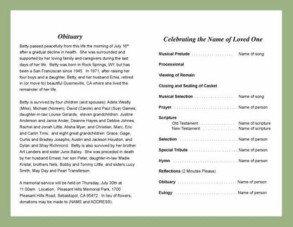 Bridge Funeral Program Template - The Funeral Program Site