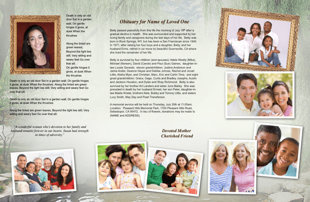 Bridge Trifold Funeral Brochure Template - The Funeral Program Site