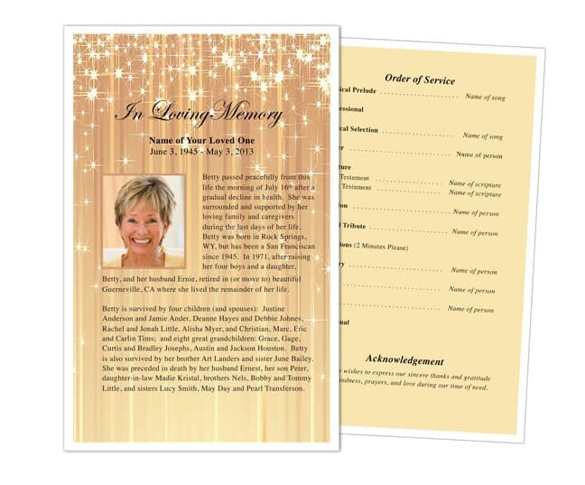 Brilliance Funeral Flyer Template - The Funeral Program Site