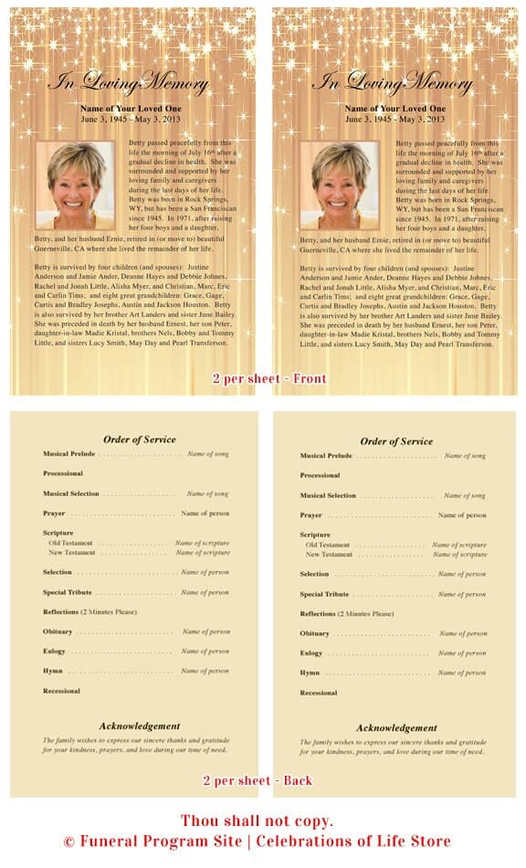 Brilliance Funeral Flyer Template - The Funeral Program Site