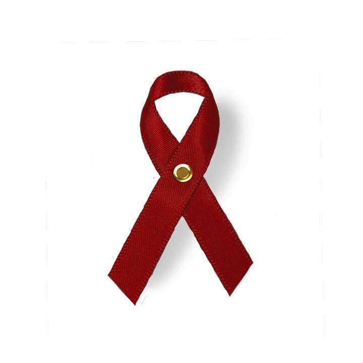 Burgundy Cancer Ribbon, Awareness Ribbons (No Personalization) - Pack of 10 - The Funeral Program Site