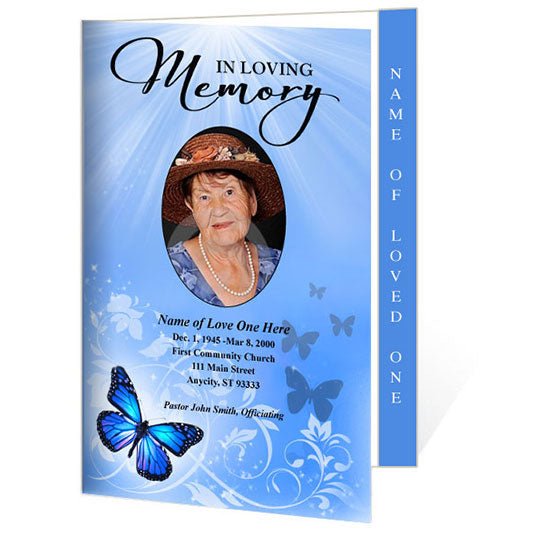 Butterfly 4 - Sided Graduated Funeral Program Template - The Funeral Program Site