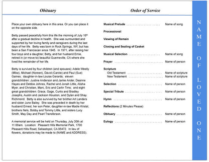 Butterfly 4 - Sided Graduated Funeral Program Template - The Funeral Program Site