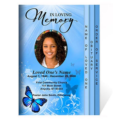 Butterfly 8 - Sided Graduated Funeral Program Template - The Funeral Program Site