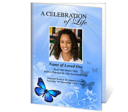 Butterfly A4 Funeral Order of Service Template - The Funeral Program Site