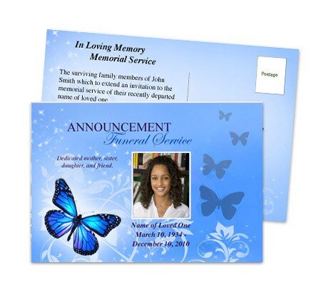 Butterfly Funeral Announcement Template - The Funeral Program Site