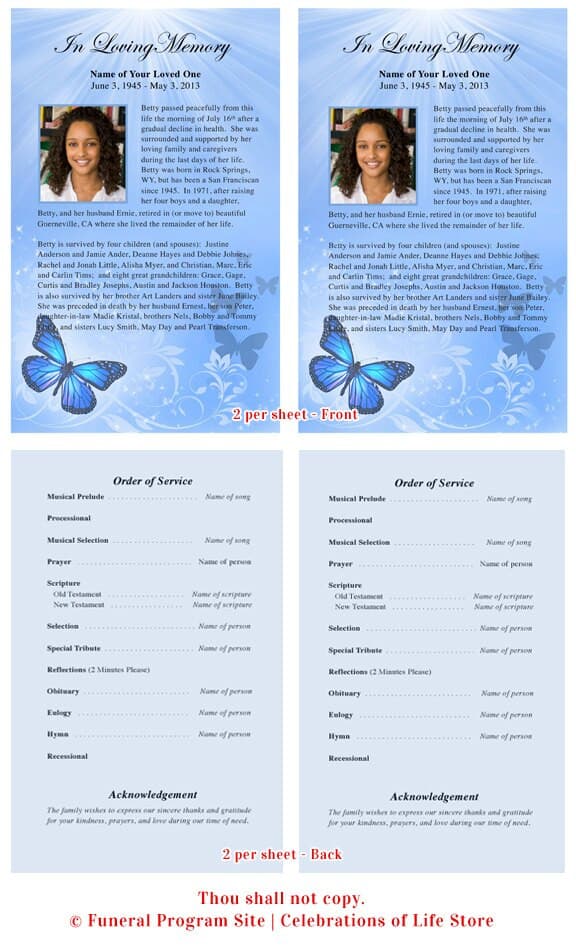 Butterfly Funeral Flyer Template - The Funeral Program Site