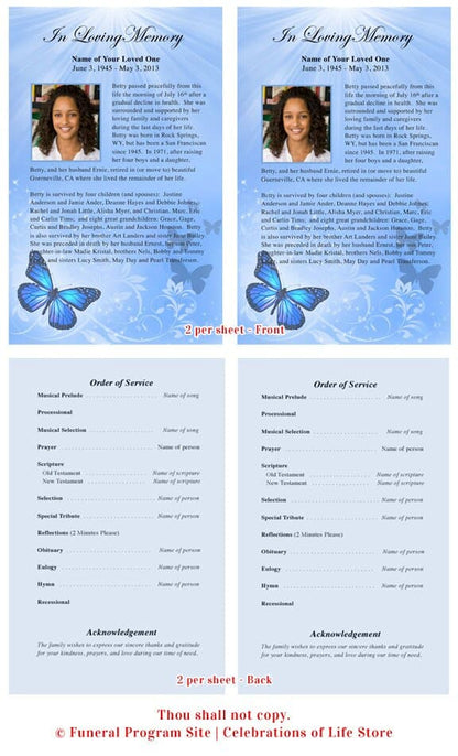 Butterfly Funeral Flyer Template - The Funeral Program Site