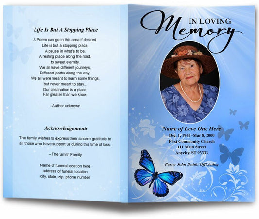 Butterfly Funeral Program Template - The Funeral Program Site