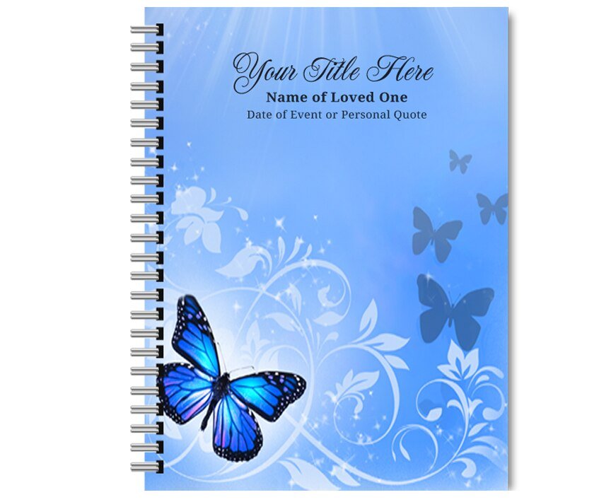 Butterfly Spiral Wire Bind Memorial Funeral Guest Book - The Funeral Program Site