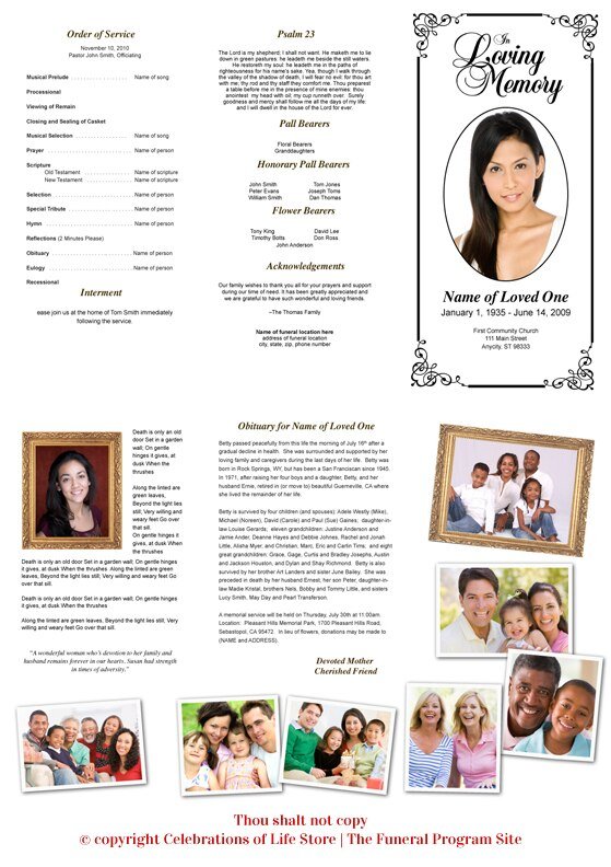 Cadence Trifold Funeral Brochure Template - The Funeral Program Site