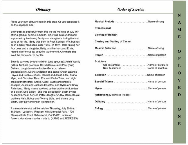 Calle 4 - Sided Graduated Funeral Program Template - The Funeral Program Site