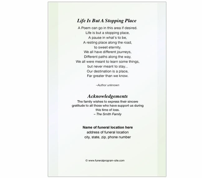 Calle 4 - Sided Graduated Funeral Program Template - The Funeral Program Site