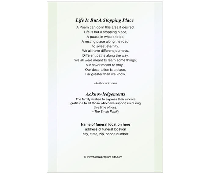 Calle A4 Funeral Order of Service Template - The Funeral Program Site