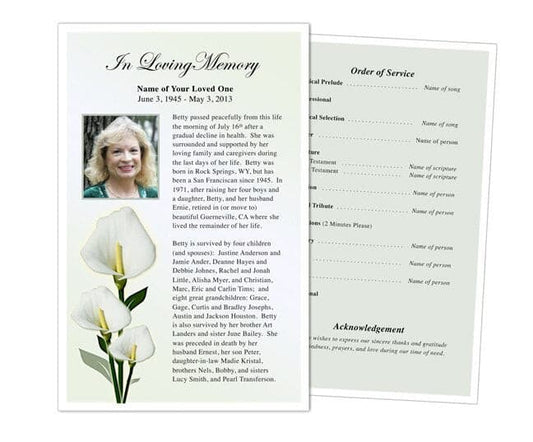 Calle Lily Funeral Flyer Template - The Funeral Program Site