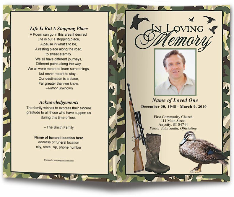 Camouflage Funeral Program Template - The Funeral Program Site