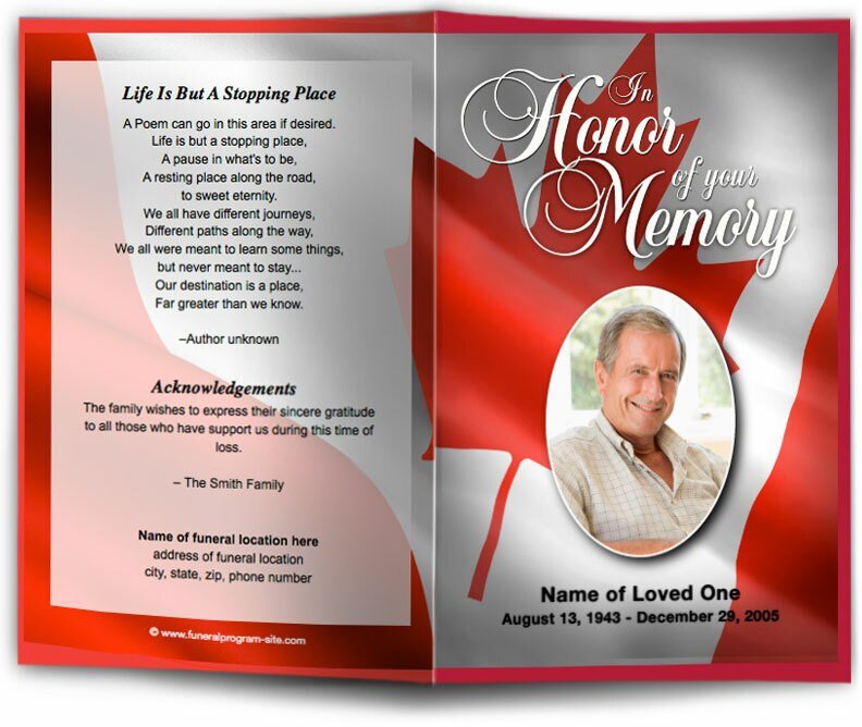 Canada Funeral Program Template - The Funeral Program Site