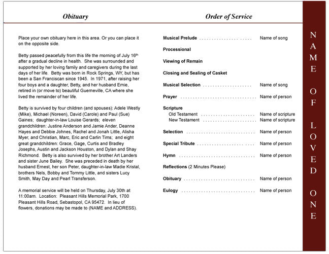 Candlelight 4 - Sided Graduated Funeral Program Template - The Funeral Program Site