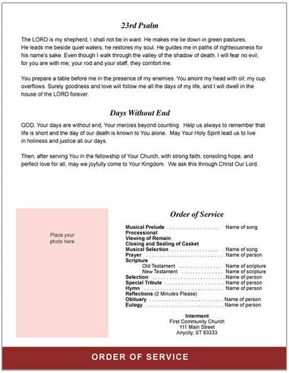 Candlelight 8 - Sided Graduated Bottom Fold Template - The Funeral Program Site