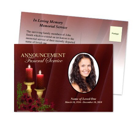 Candlelight Funeral Announcement Template - The Funeral Program Site