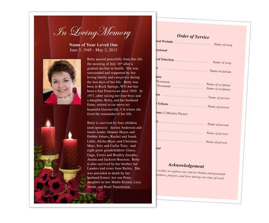 Candlelight Funeral Flyer Template - The Funeral Program Site