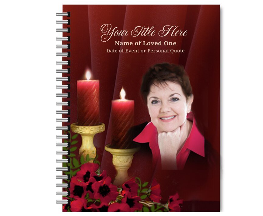 Candlelight Spiral Wire Bind Memorial Funeral Guest Book - The Funeral Program Site