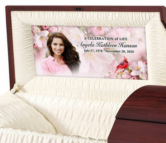 Cardinal Blossoms Custom Casket Panel Insert - The Funeral Program Site