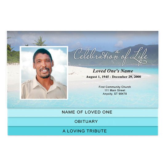 Caribbean 8 - Sided Graduated Bottom Fold Template - The Funeral Program Site