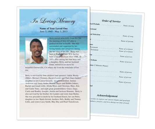 Caribbean Funeral Flyer Template - The Funeral Program Site