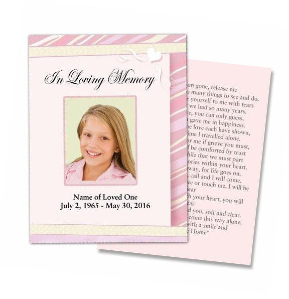 Carly Small Memorial Card Template - The Funeral Program Site