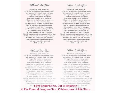 Carly Small Memorial Card Template - The Funeral Program Site