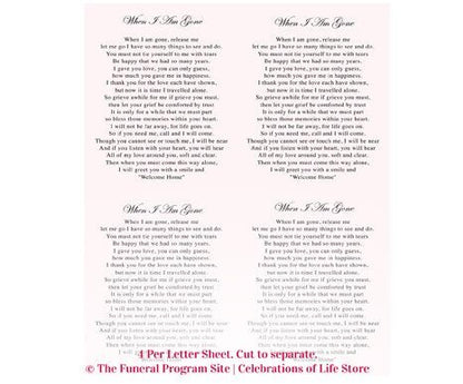 Carly Small Memorial Card Template - The Funeral Program Site