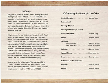 Carpenter Funeral Program Template - The Funeral Program Site