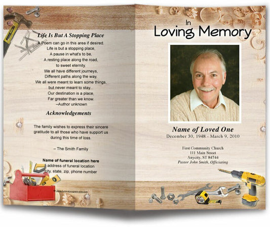 Carpenter Funeral Program Template - The Funeral Program Site