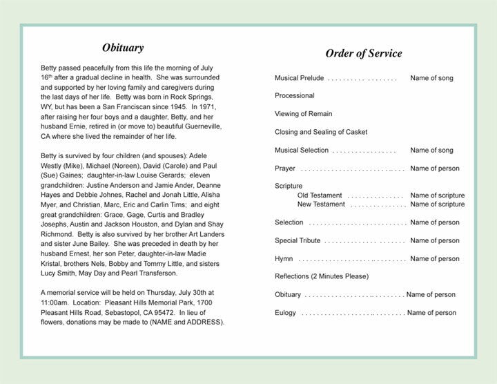 Celestial Funeral Program Template - The Funeral Program Site