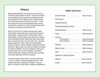 Celestial Funeral Program Template - The Funeral Program Site