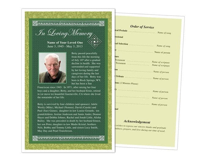 Celtic Funeral Flyer Template - The Funeral Program Site