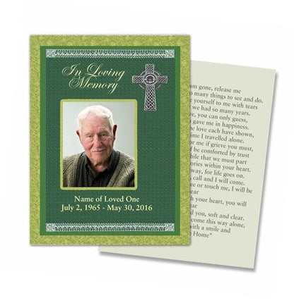 Celtic Small Memorial Card Template - The Funeral Program Site