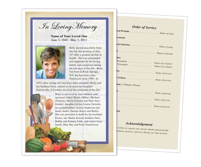 Chef Funeral Flyer Template - The Funeral Program Site