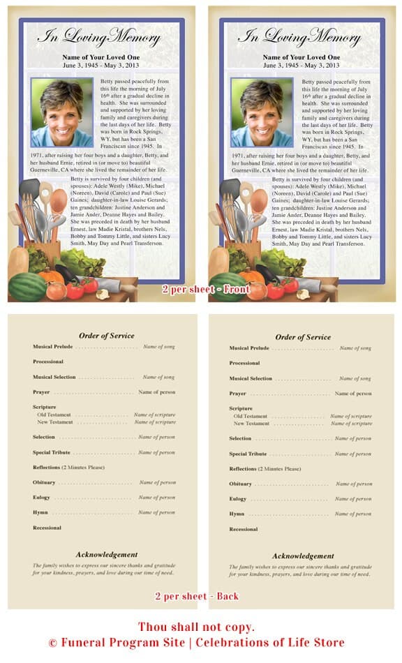 Chef Funeral Flyer Template - The Funeral Program Site