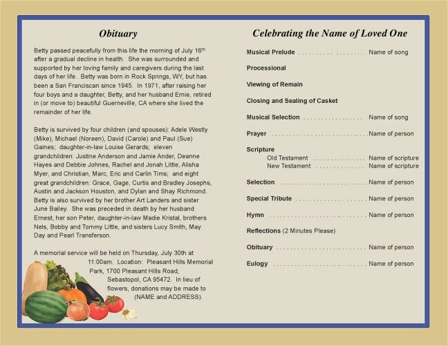 Chef Funeral Program Template - The Funeral Program Site