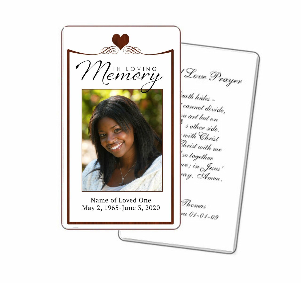 Cherish Red Prayer Card Template - The Funeral Program Site