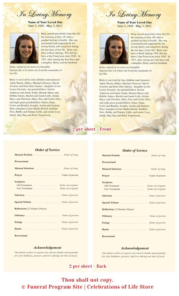 Cherub Funeral Flyer Template - The Funeral Program Site