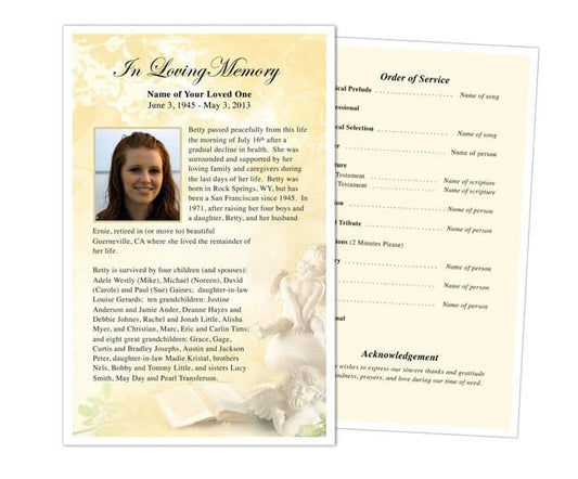 Cherub Funeral Flyer Template - The Funeral Program Site