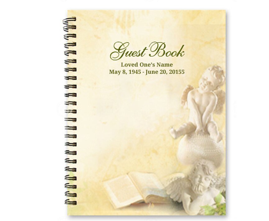 Cherub Spiral Wire Bind Memorial Funeral Guest Book - The Funeral Program Site